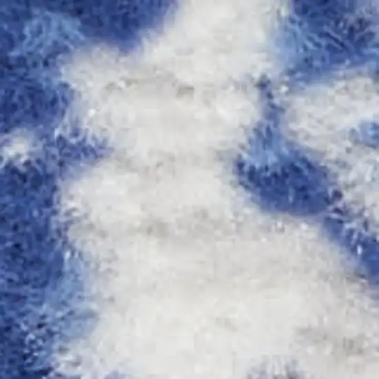 Blue And Ivory Damask Distressed Area Rug Photo 3