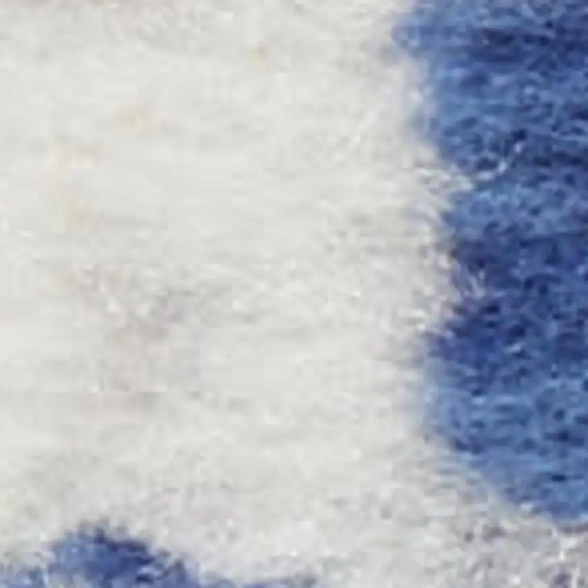 Blue and Ivory Damask Distressed Non Skid Area Rug Photo 4