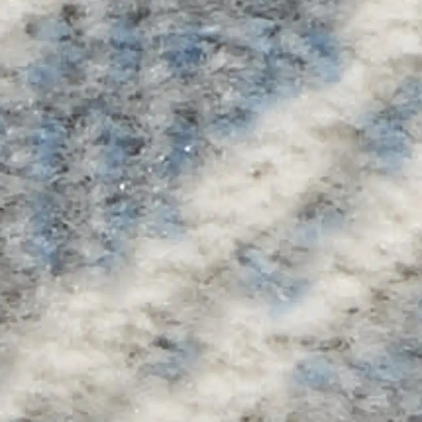 Blue and Ivory Damask Distressed Non Skid Area Rug Photo 4