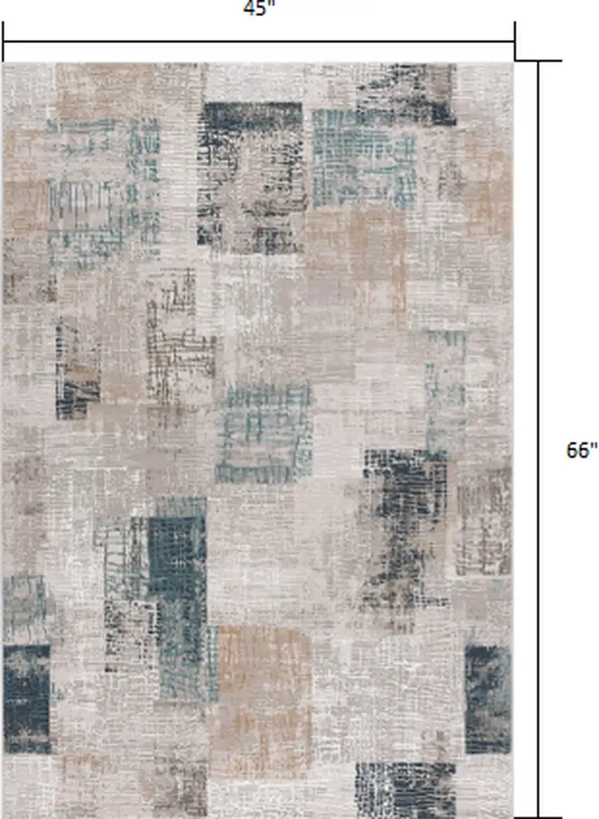 Blue and Ivory Distressed Diamonds Area Rug Photo 1