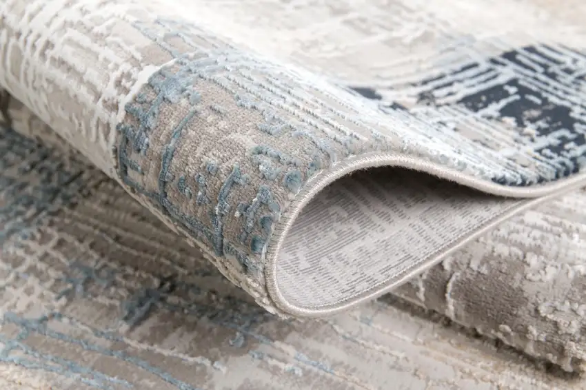 Blue and Ivory Distressed Diamonds Area Rug Photo 6