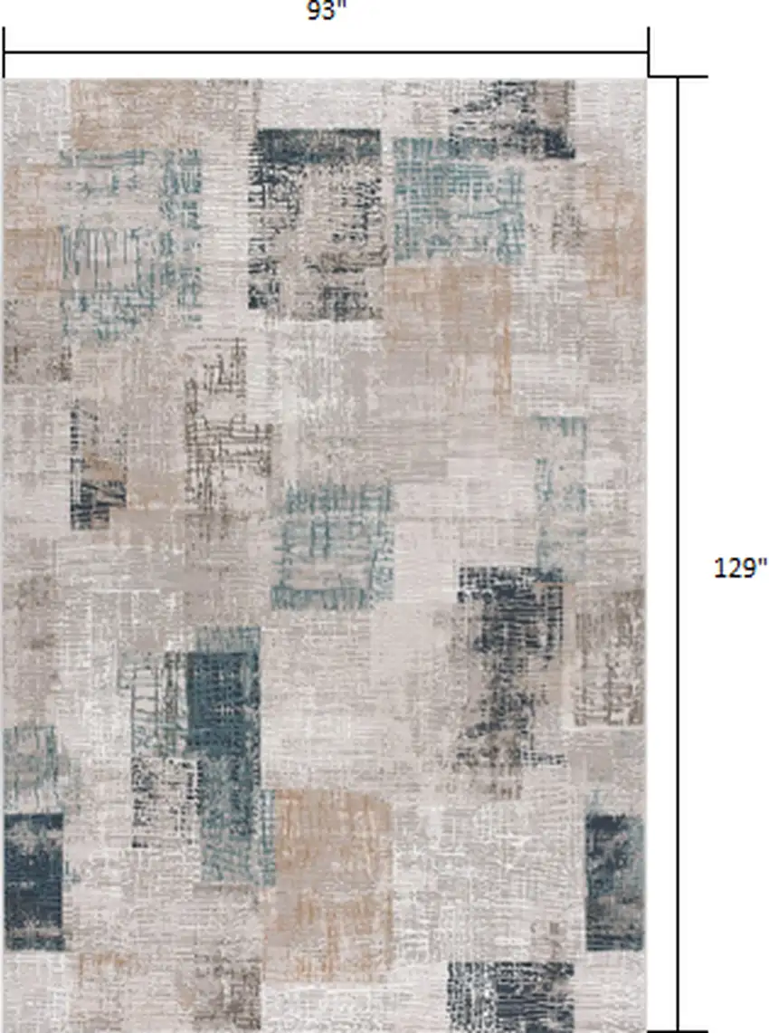 Blue and Ivory Distressed Diamonds Area Rug Photo 1
