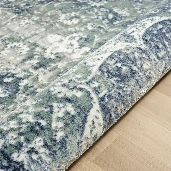 Blue and Ivory Floral Area Rug Photo 9