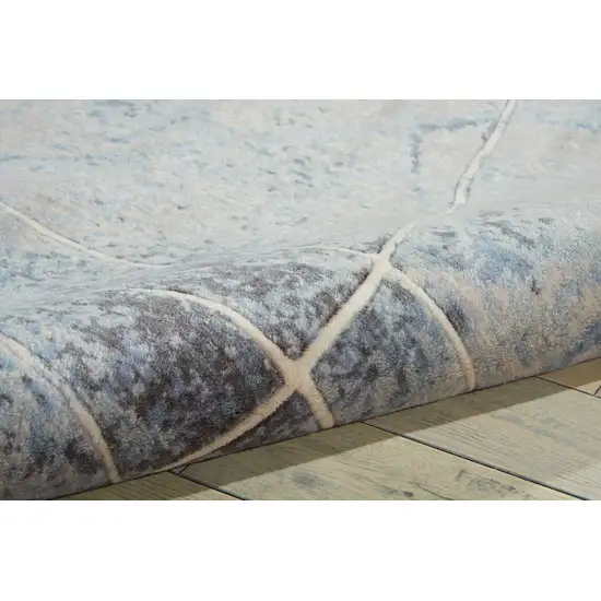 Blue and Ivory Floral Power Loom Area Rug Photo 8