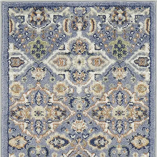 Blue and Ivory Floral Power Loom Area Rug Photo 9