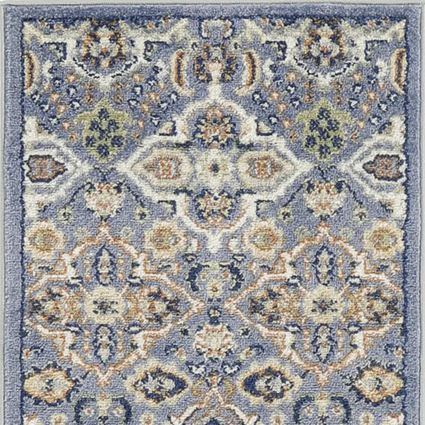 Blue and Ivory Floral Power Loom Area Rug Photo 9