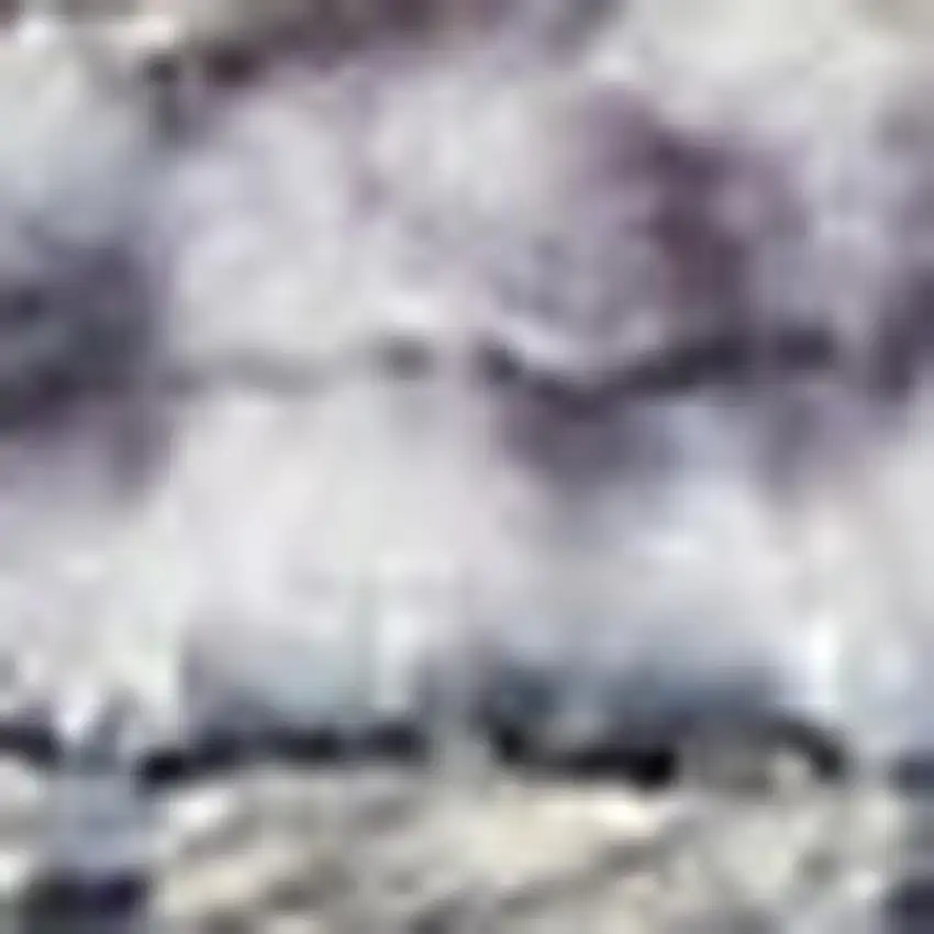 Blue and Ivory Floral Power Loom Distressed Washable Area Rug Photo 1