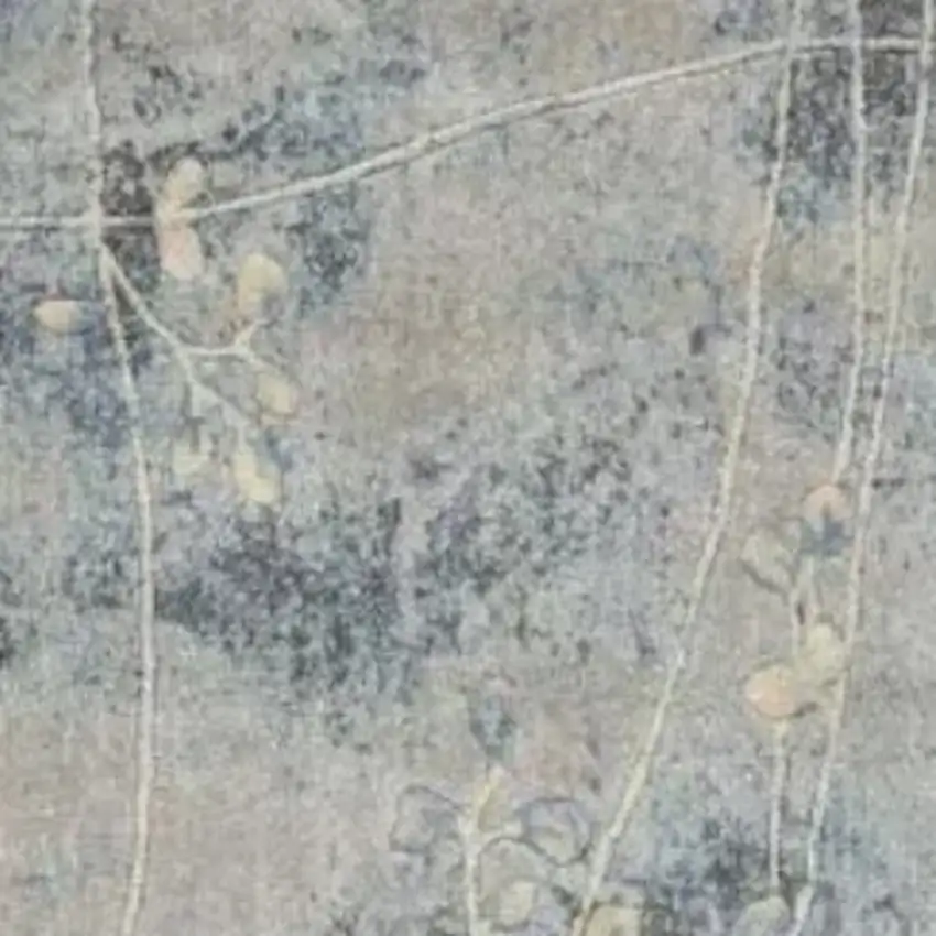 Blue and Ivory Floral Power Loom Runner Rug Photo 6