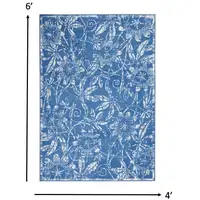 Photo of Blue and Ivory Floral Vines Area Rug