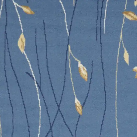 10' Blue And Ivory Floral Vines Runner Rug Photo 1