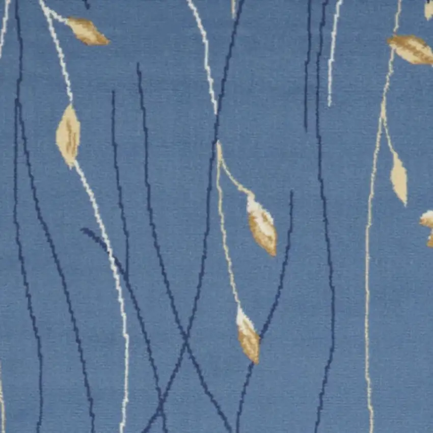 10' Blue And Ivory Floral Vines Runner Rug Photo 1