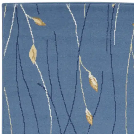 12' Blue And Ivory Floral Vines Runner Rug Photo 1