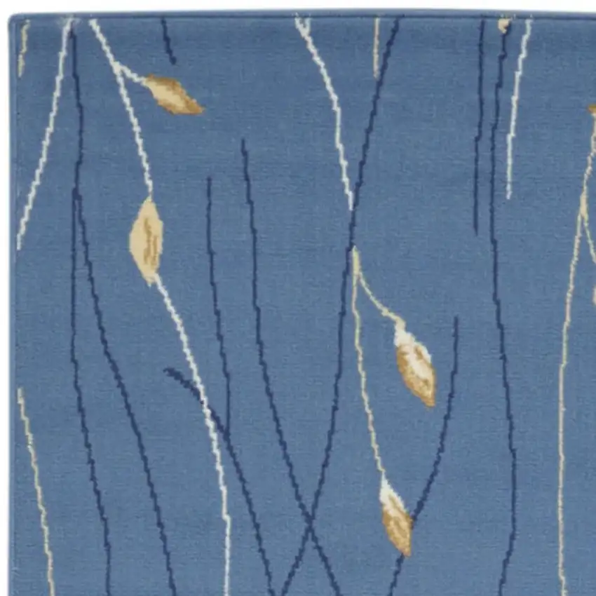 12' Blue And Ivory Floral Vines Runner Rug Photo 1