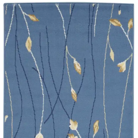 12' Blue And Ivory Floral Vines Runner Rug Photo 3