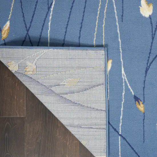 12' Blue And Ivory Floral Vines Runner Rug Photo 9