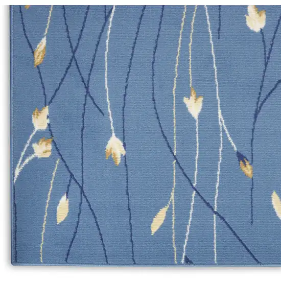 12' Blue And Ivory Floral Vines Runner Rug Photo 8