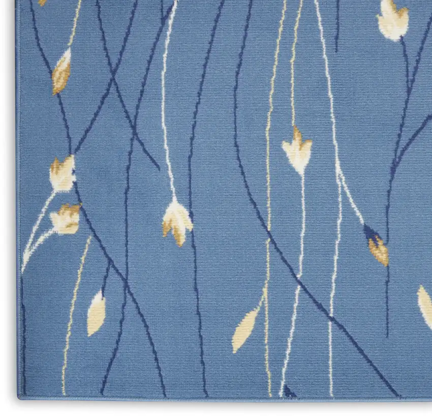 12' Blue And Ivory Floral Vines Runner Rug Photo 8