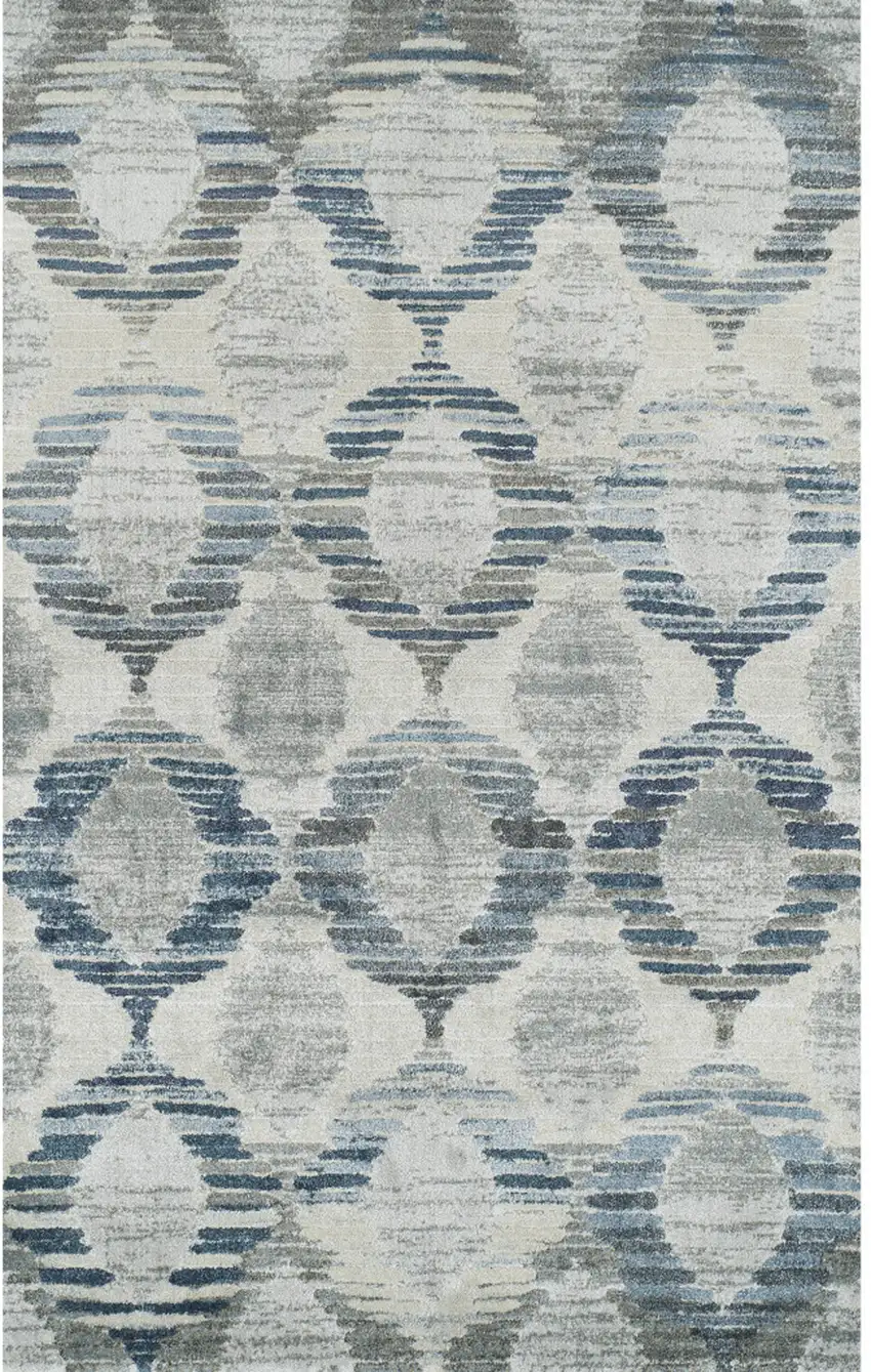 Blue and Ivory Geometric Area Rug Photo 9