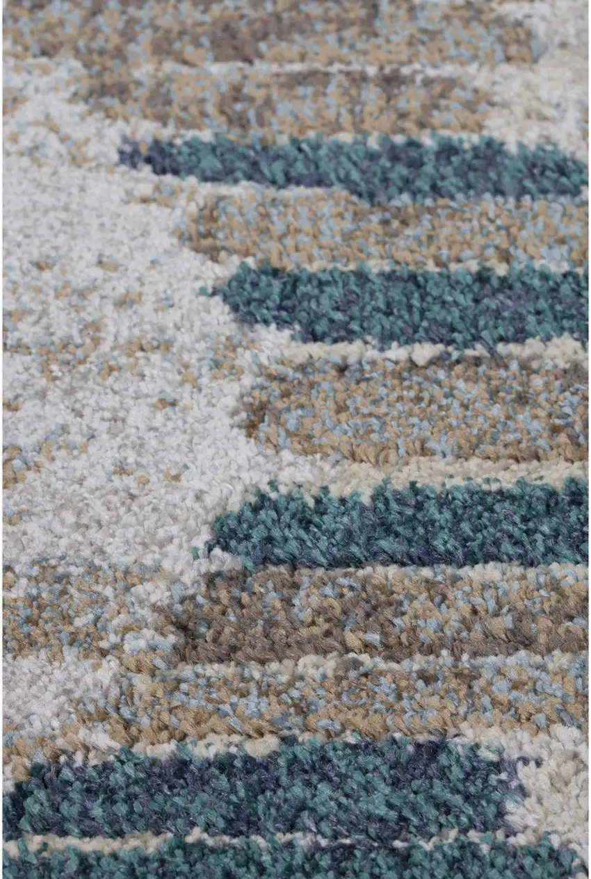 Blue and Ivory Geometric Area Rug Photo 3
