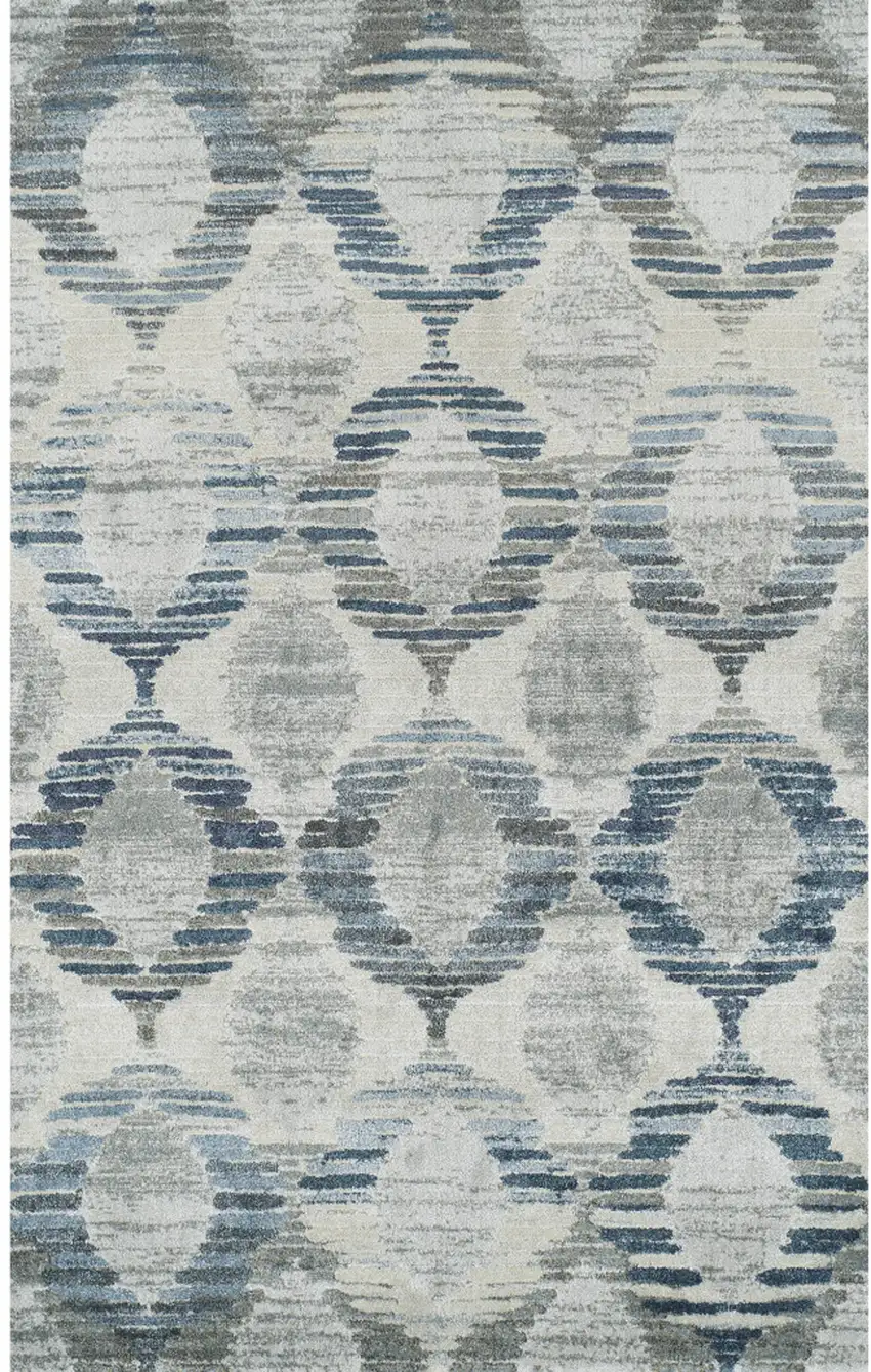 Blue and Ivory Geometric Area Rug Photo 2