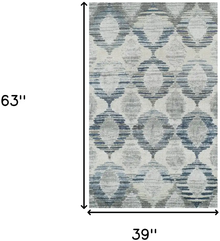 Blue and Ivory Geometric Area Rug Photo 3