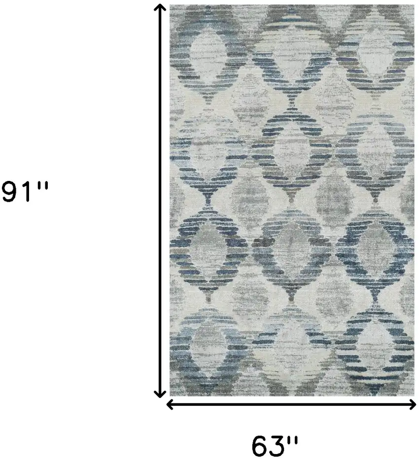 Blue and Ivory Geometric Area Rug Photo 3