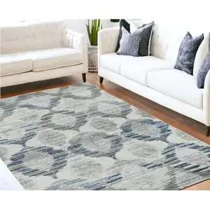 Photo of Blue and Ivory Geometric Area Rug