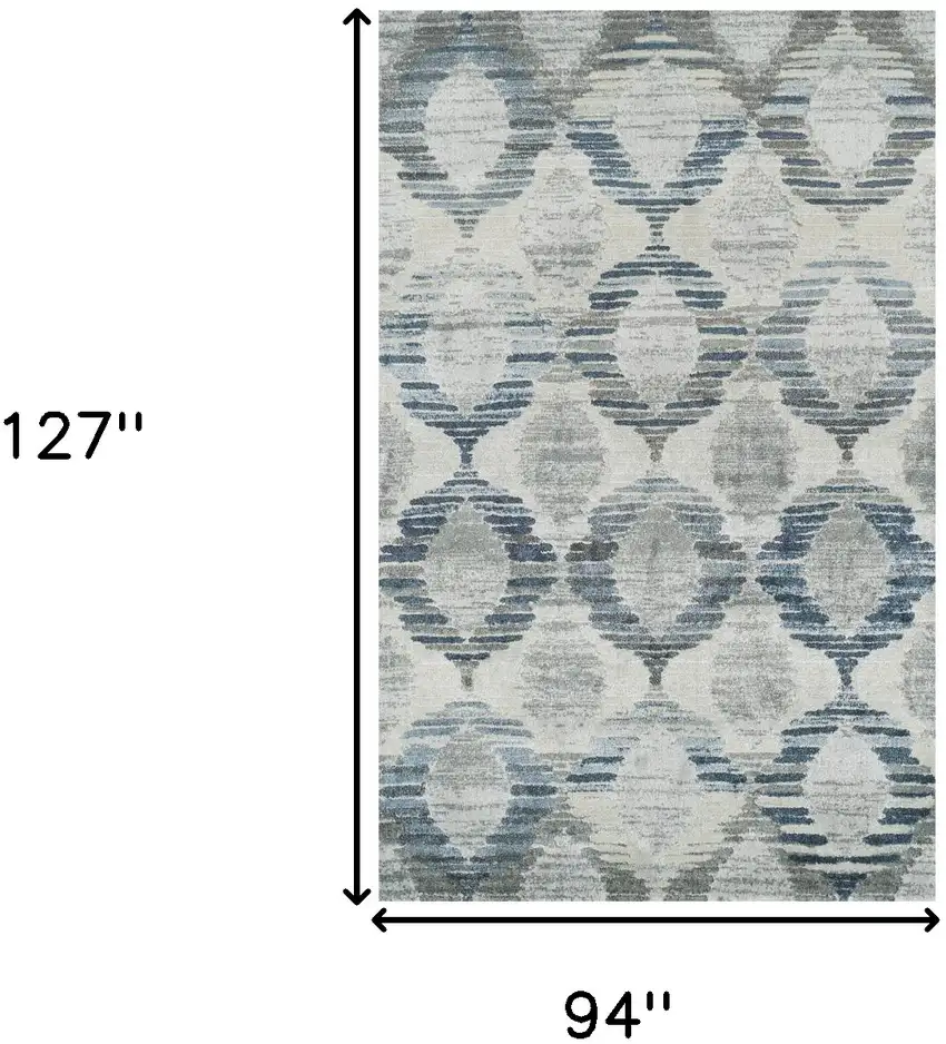 Blue and Ivory Geometric Area Rug Photo 3