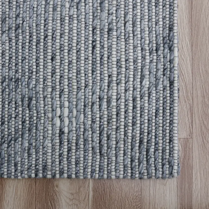 Blue and Ivory Geometric Hand Woven Non Skid Area Rug Photo 5