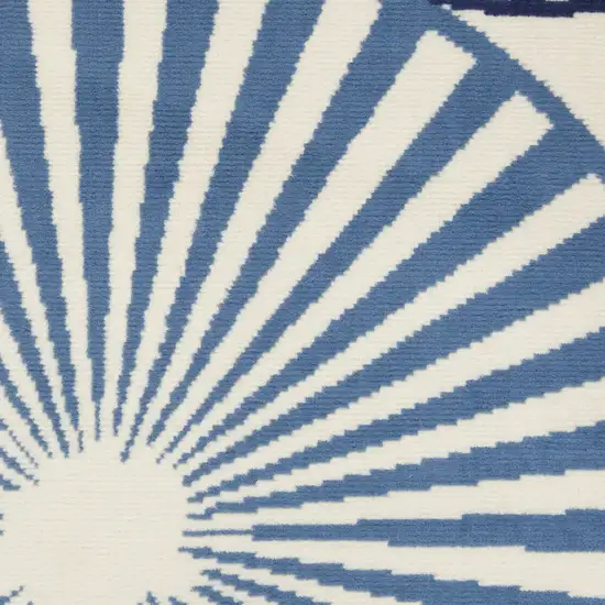 Blue and Ivory Geometric Power Loom Area Rug Photo 3