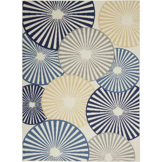 Blue and Ivory Geometric Power Loom Area Rug Photo 9