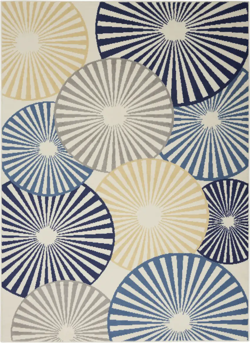 Blue and Ivory Geometric Power Loom Area Rug Photo 8