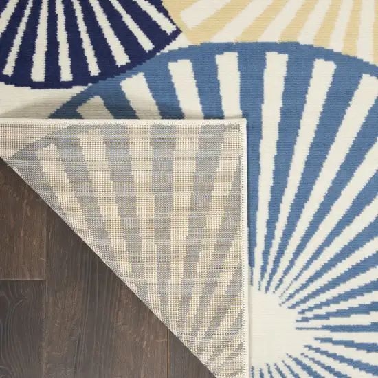 Blue and Ivory Geometric Power Loom Area Rug Photo 6