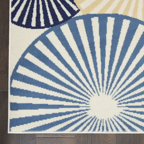 Blue and Ivory Geometric Power Loom Area Rug Photo 7