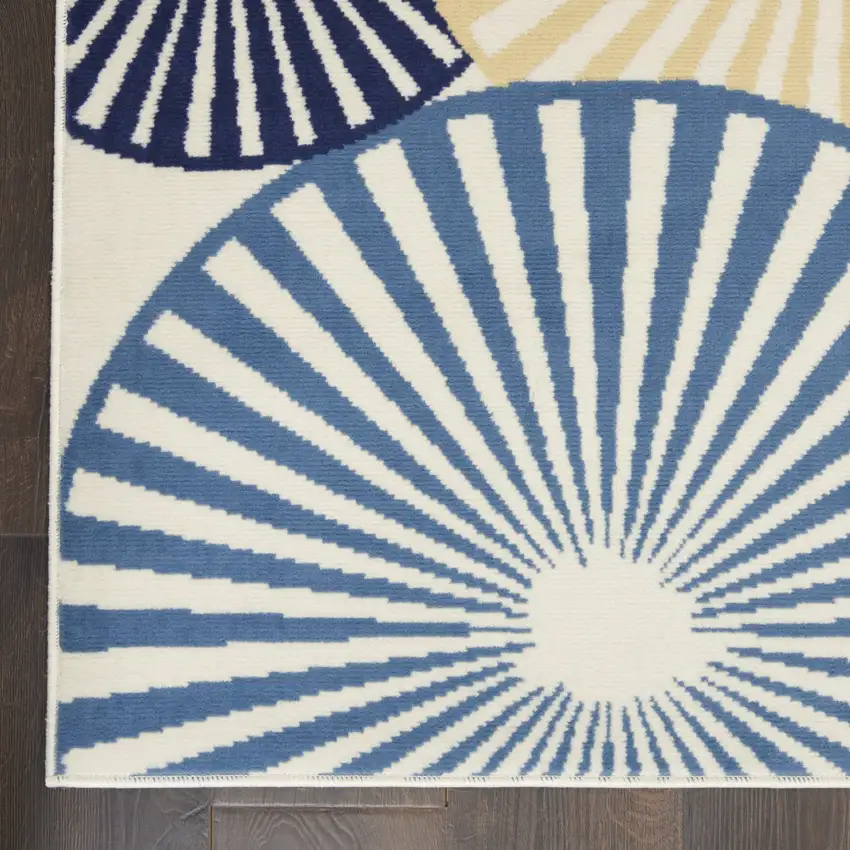 Blue and Ivory Geometric Power Loom Area Rug Photo 7