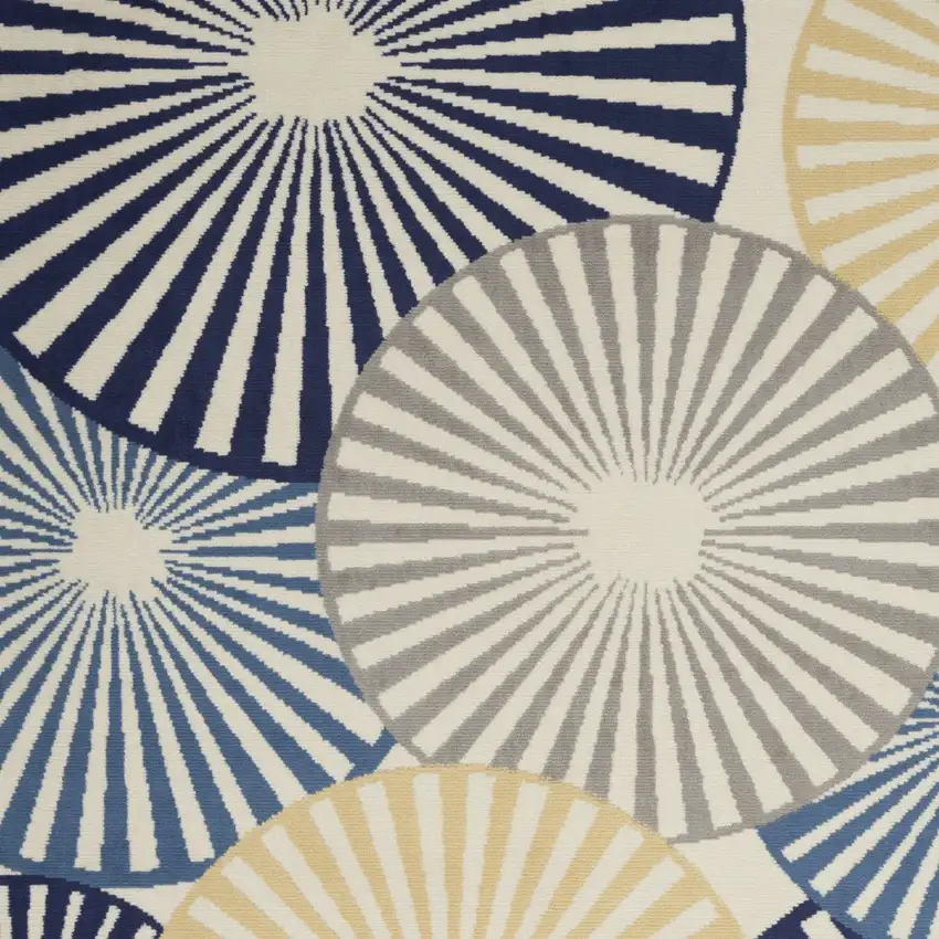 Blue and Ivory Geometric Power Loom Area Rug Photo 7
