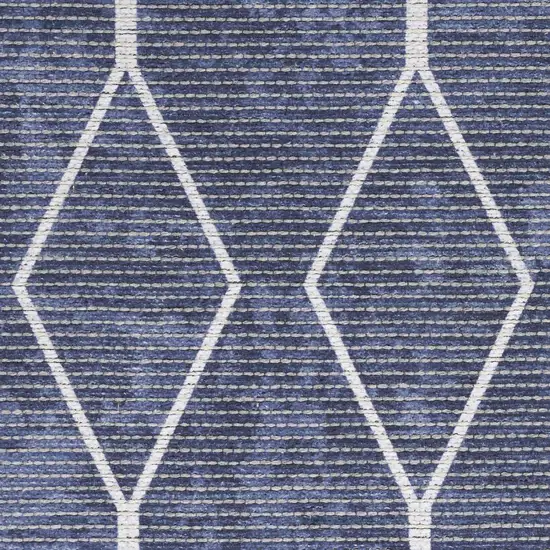 Blue and Ivory Geometric Power Loom Area Rug Photo 4