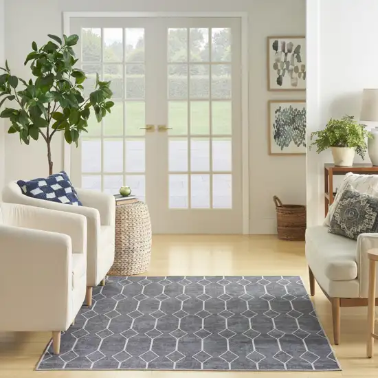 Blue And Ivory Geometric Area Rug Photo 5