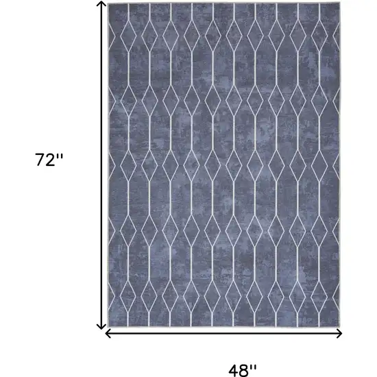 Blue and Ivory Geometric Power Loom Area Rug Photo 3