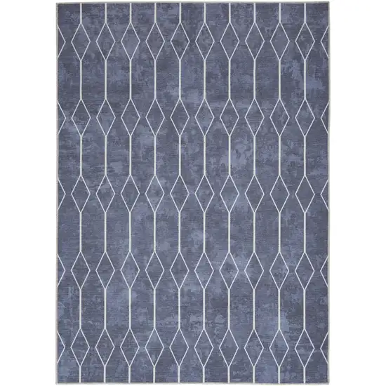 Blue and Ivory Geometric Power Loom Area Rug Photo 2