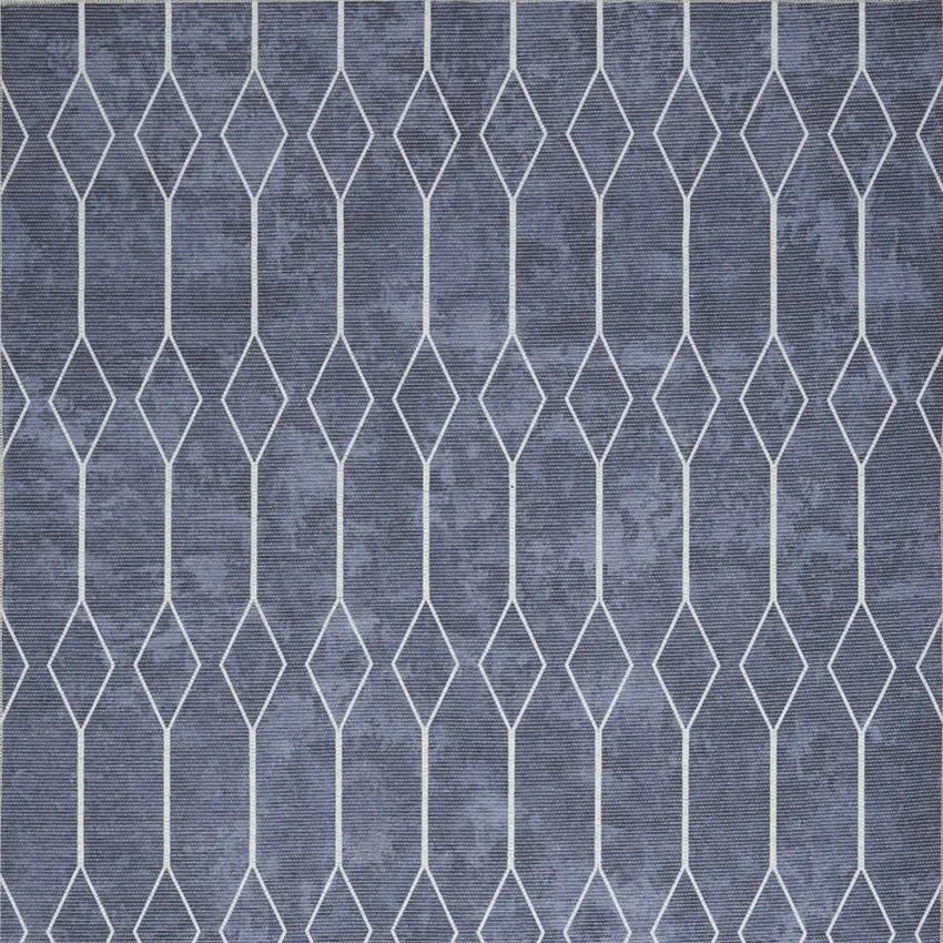 Blue and Ivory Geometric Power Loom Area Rug Photo 7