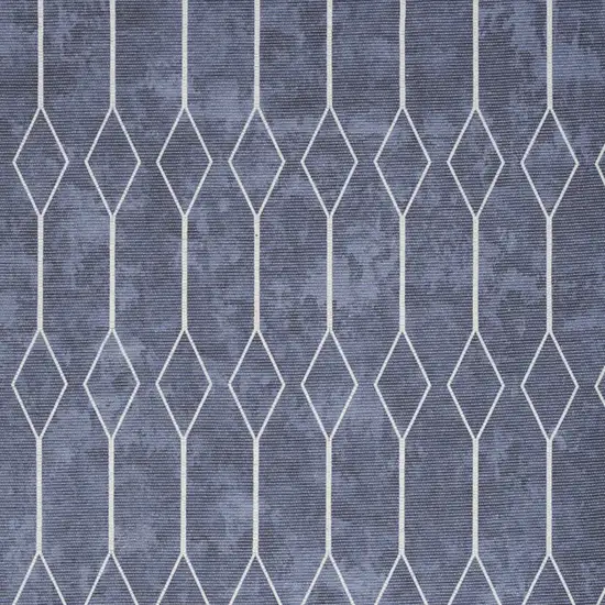 Blue and Ivory Geometric Power Loom Area Rug Photo 6