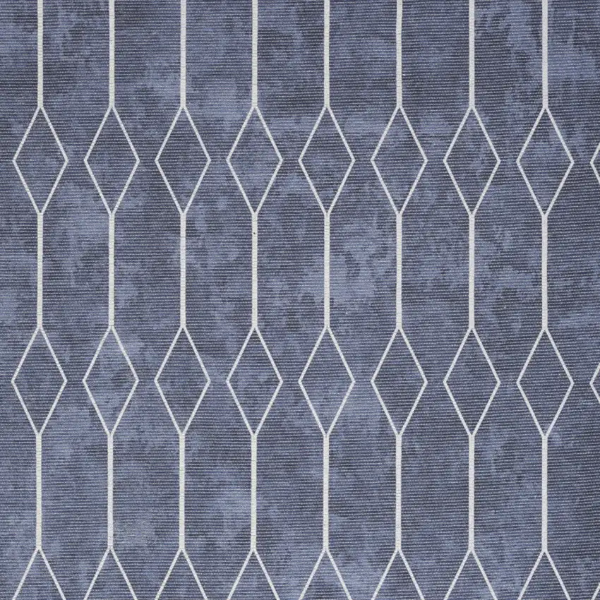 Blue and Ivory Geometric Power Loom Area Rug Photo 6