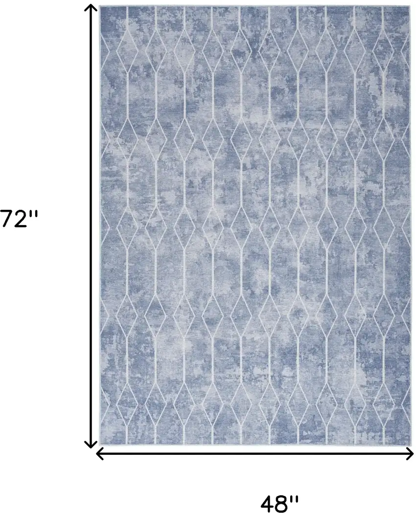 Blue and Ivory Geometric Power Loom Area Rug Photo 3