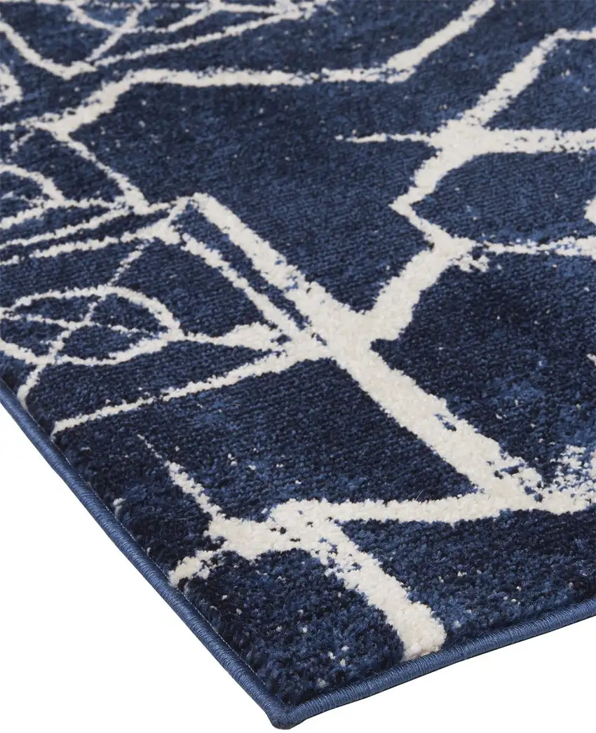Blue and Ivory Geometric Power Loom Area Rug Photo 8