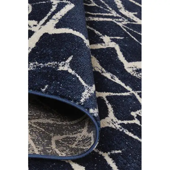 Blue and Ivory Geometric Power Loom Area Rug Photo 9