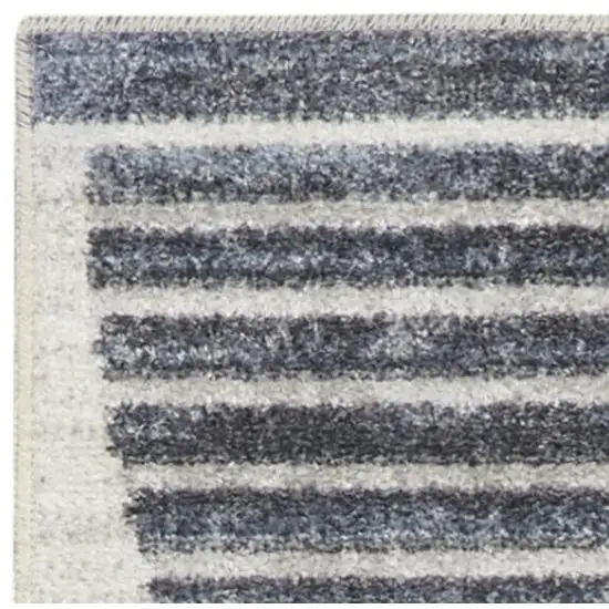 Blue and Ivory Geometric Power Loom Washable Area Rug Photo 3