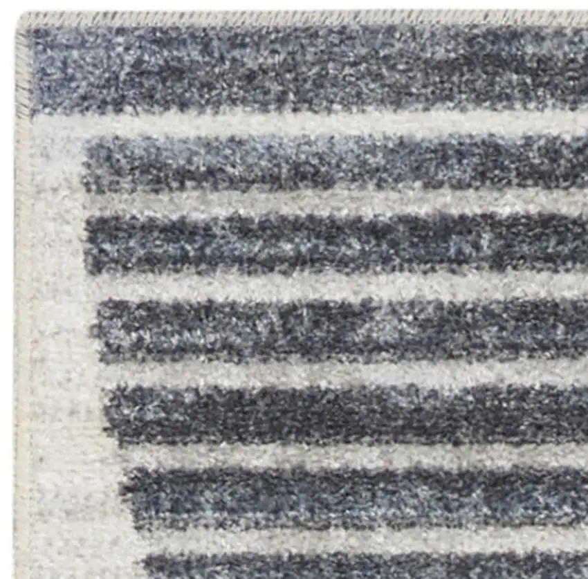 Blue and Ivory Geometric Power Loom Washable Area Rug Photo 3