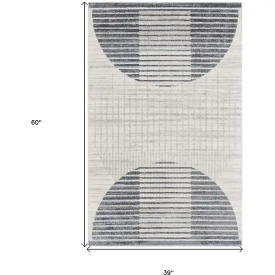 Blue and Ivory Geometric Power Loom Washable Area Rug Photo 3