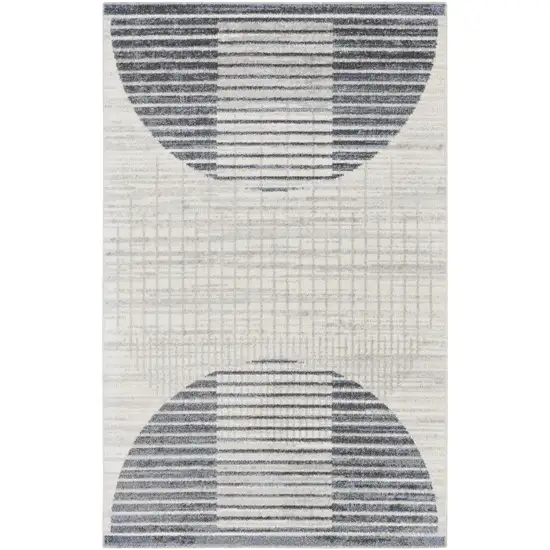 Blue and Ivory Geometric Power Loom Washable Area Rug Photo 4